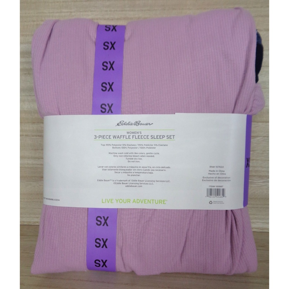 Eddie Bauer Women's‎ 3-Piece Waffle Fleece Sleep Set Pajamas Size XS Purple - Picture 5 of 6